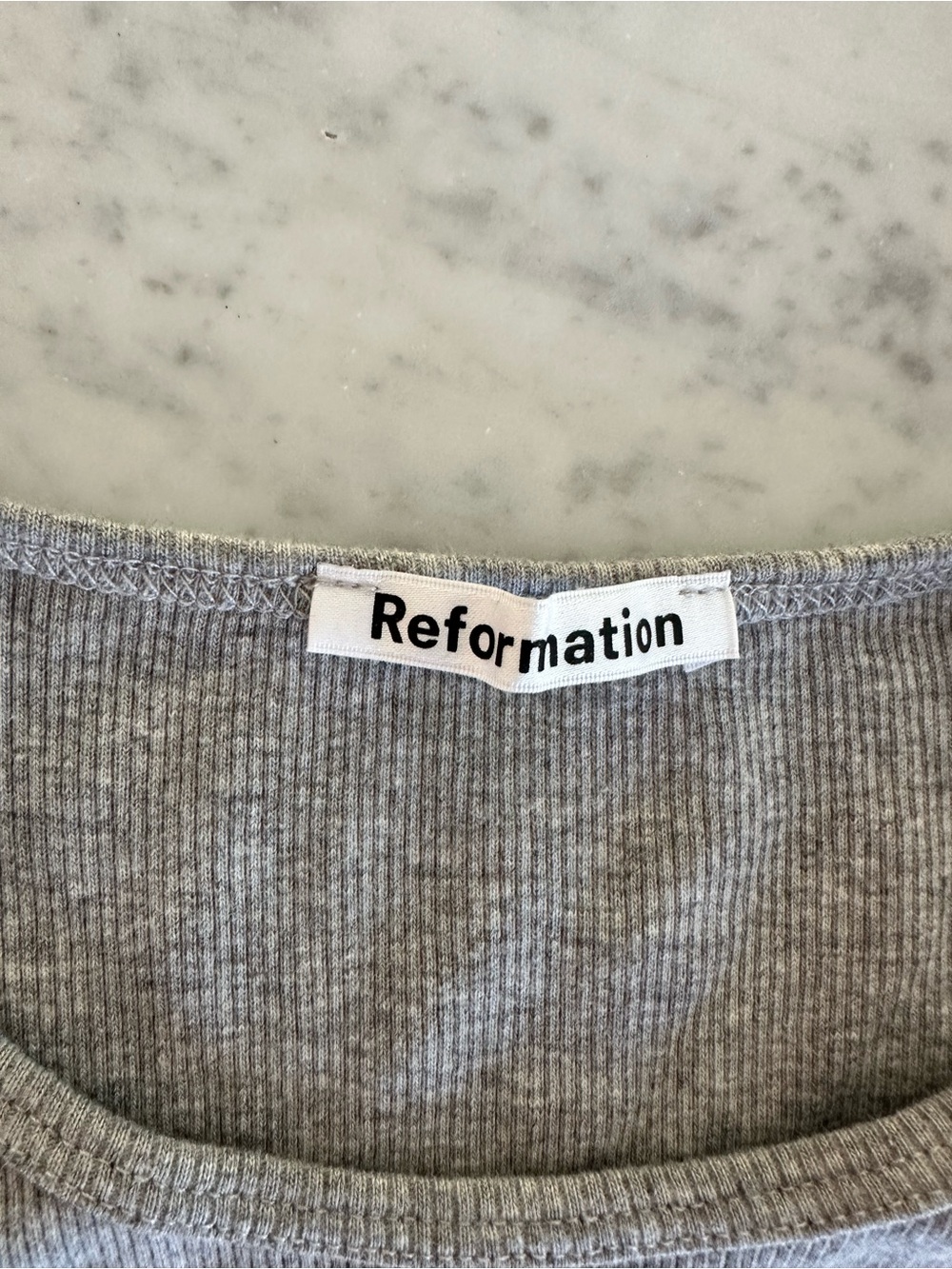 Reformation Gray Ribbed Short Sleeve Tee - Picture 2 of 3